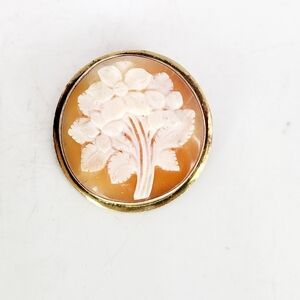 Vtg 900 Floral Flower Bouquet Relief Carved Shell Cameo Pendant Brooch Victorian